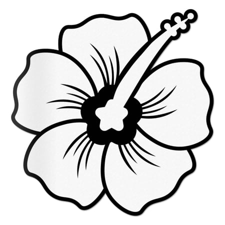 Hibiscus Decal White Sticker Vinyl Rear Window Car Truck Laptop Flower Travel Mug Water and Fade Resistant 2.5 Inches