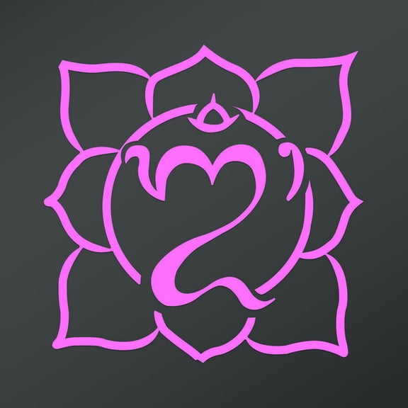 OM Symbol In Balinese Script Flower Decal Sticker | 5.5-Inches By 5.5-Inches | Meditation Conciousness Religious Motivational Inspirational | Light Pink Vinyl