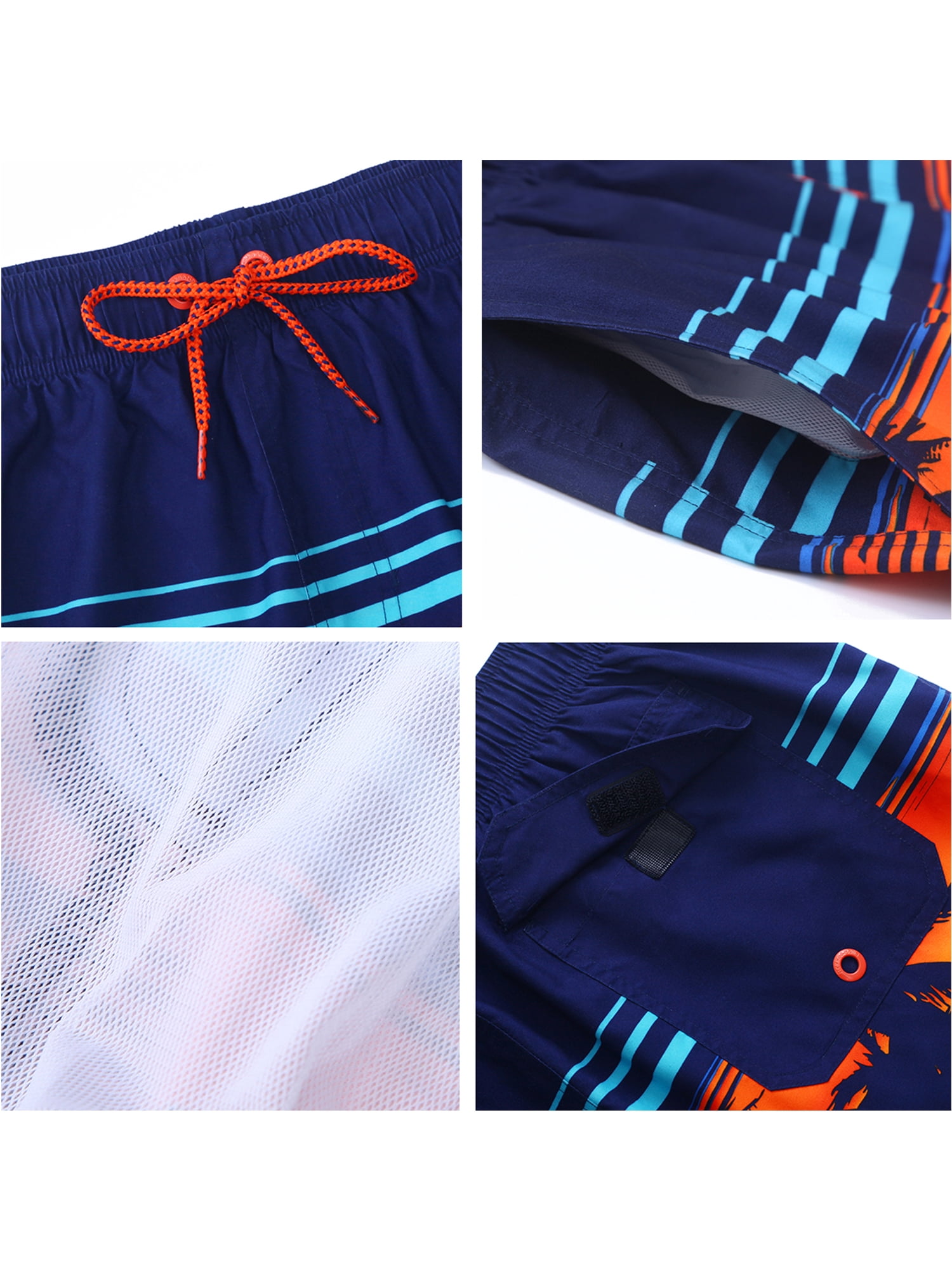 Rokka&Rolla Men's 8" Mesh Lined Swim Trunks, up to Size 2XL