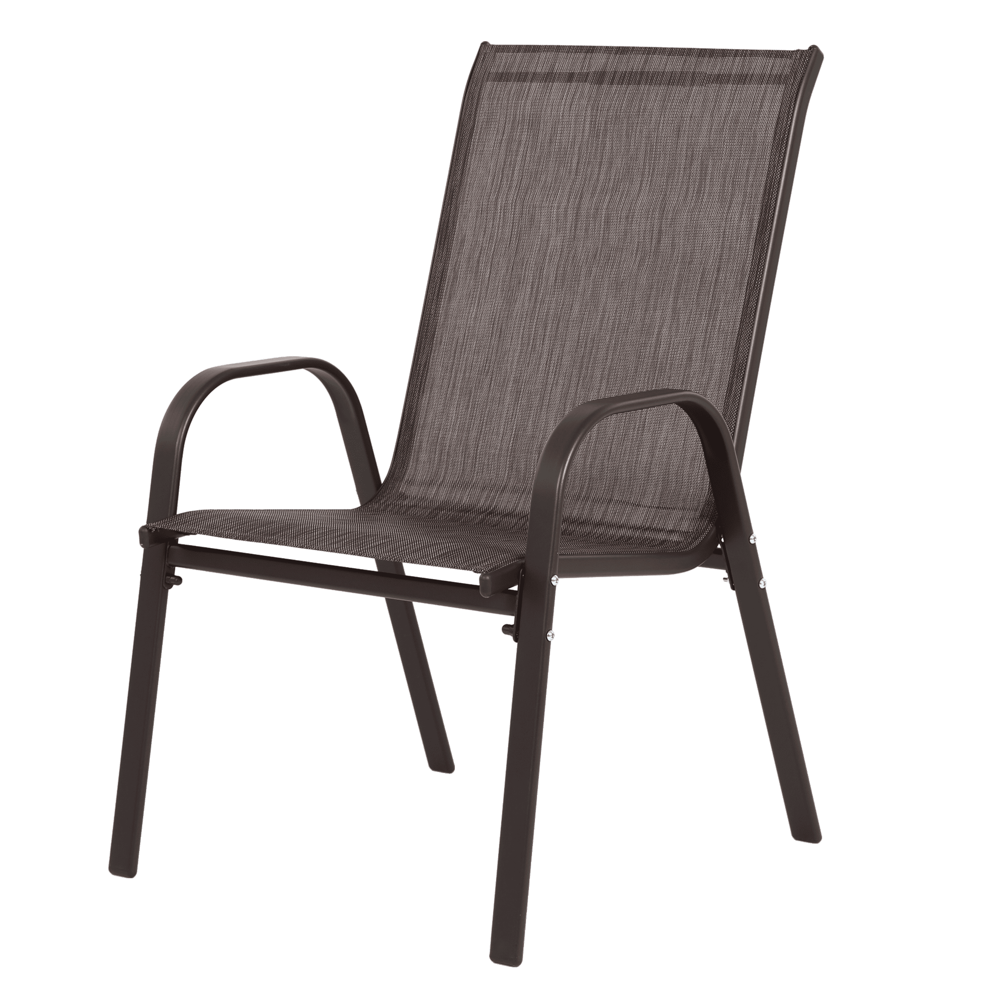 6 Pack Outdoor Patio Chairs, High Back Textilene Camping Chairs with Armrests, Breathable Garden Chairs for Pool, Beach, Yard, Patio, Deck(Brown)