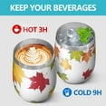 thumbnail image 4 of 12oz Stemless Wine Tumblers Fall Leaves Vacuum Insulated Stainless Steel Travel Tumbler Cups Mug with Lid and Straw for Champaign,Cocktail,Beer with Cleaning Brush, 4 of 5