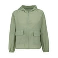 thumbnail image 2 of Baberdicy Women's Lightweight Hooded Sun Jacket, Summer Uv Protective Skin Coat with Side Pockets , Hooded Flannel Jacket, Zip Fleece Coat, Winter Warmth Layer Green L, 2 of 5