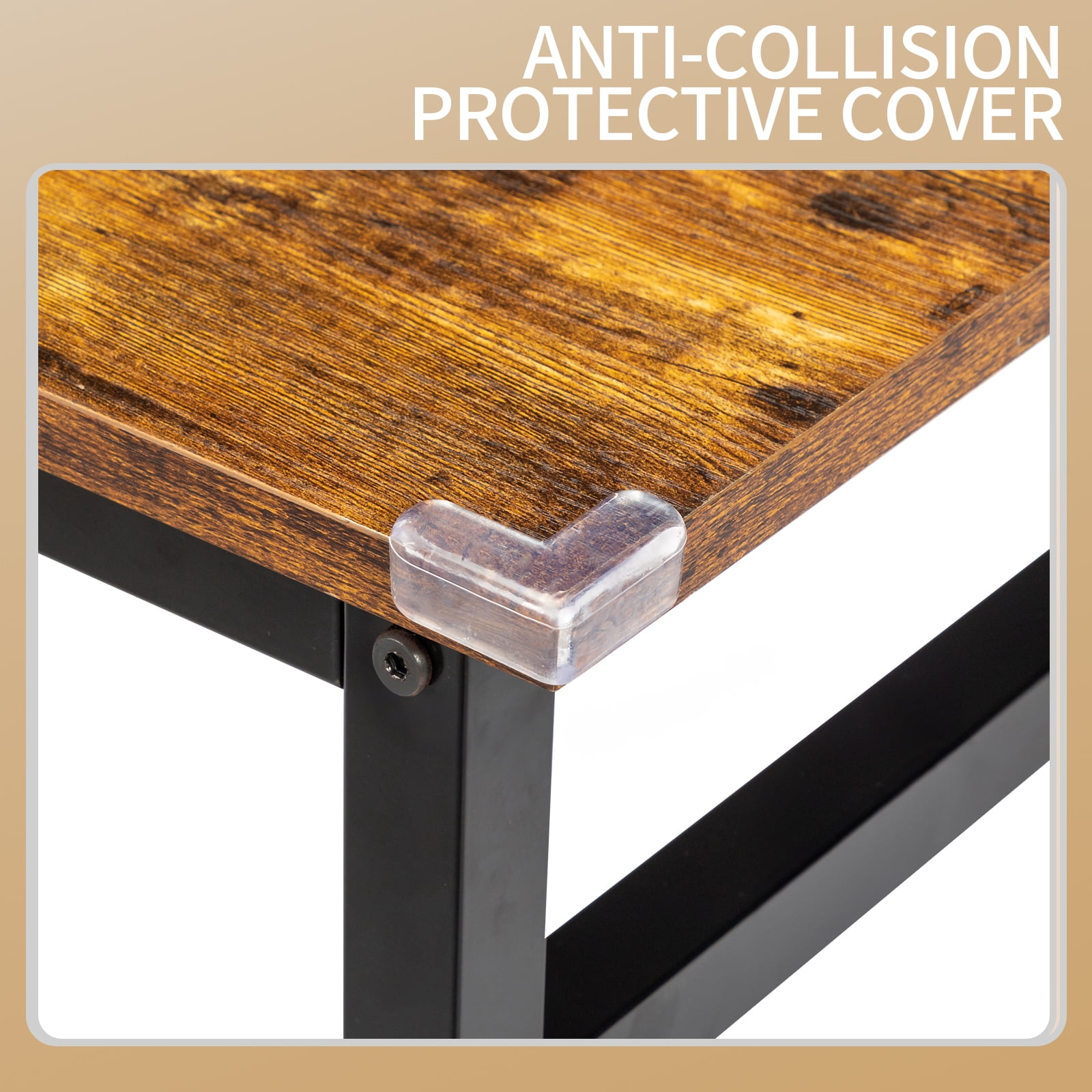 Computer Desk with Storage Shelf, Weathered Wood Finish Home Office Desk, Sturdy Iron Frame & P2 Eco-Friendly Board, Cut-Off Design Gaming Writing Desk
