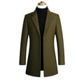 thumbnail image 2 of IYTR Mens Woolen Coat Long Sleeve Jacket Zipper Lapel Fashion Woolen Overcoat Jacket with Pocket Solid Color Army Green M, 2 of 5