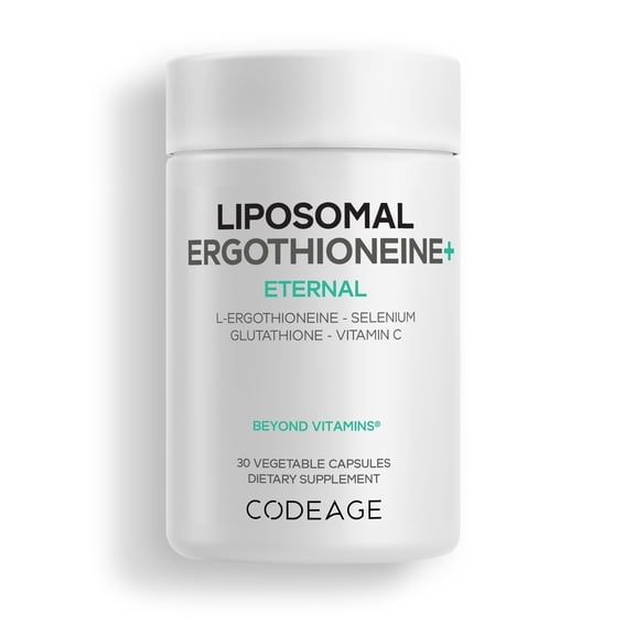 Codeage Liposomal Ergothioneine  Supplement - L-Ergothioneine, L-Glutathione, Vitamin C, Selenium, Phospholipid Complex - Healthy Aging & Antioxidant - Vegan, Non-GMO, Soy-Free – 30 Capsules