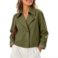 thumbnail image 2 of Tqcoqu Cropped Trench Coat for Women,Long Sleeve Double Breasted Lapel Casual Loose Fit Jackets with Pockets, 2 of 9