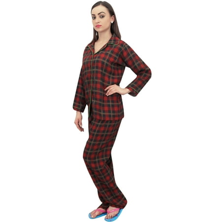 

Bimba Check Printed Nightwear Button-Down Shirt With Pajama Pant 2 Pcs Set - 26