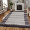 thumbnail image 2 of Haperlare 4 x 5.5 Ft Modern Geometric Bordered Rug Indoor Non Slip Contemporary Area Rug Low Pile for Living Room Bedroom Kids Room, Blue/Beige, 2 of 5