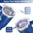 thumbnail image 5 of 40oz Ocean Cute Shark Stainless Steel Flip Straw Tumbler Spill Proof Travel Cup Double Wall Vacuum Insulated Coffee Mug with Top Handle, 5 of 6