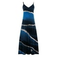 thumbnail image 3 of Dark Royal Blue Vneck Spandex Sundress for Women Summer Fall Sleeveless Slip Marble Graphic Maxi Long Loose Fit Casual Dress Sundress Women 2025 Clothing Country Concert 3XL, 3 of 4