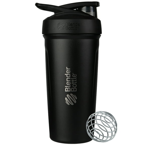 BlenderBottle Strada 24 oz Black Shaker Cup with Flip-Top and Wide Mouth Lid