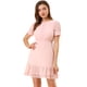 thumbnail image 1 of Vestido De Gasa Dobladillo Con Volantes Manga Corta Abullonada Para Mujeres Rosa XS, 1 of 6