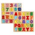thumbnail image 1 of Juego de 2 rompecabezas de madera con alfabeto, números y formas en 3D, tablero de rompecabezas de letras y números ABC, rompecabezas educativos de reconocimiento, el mejor regalo para niños, 1 of 7