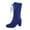 Blue, variant on Fesfesfes Riding Boots For Women Retro Shoes Casual Thick Low-heeled Boots Plus Size Mid Calf Boots Lace Up Tall Boots US:4.5(35)