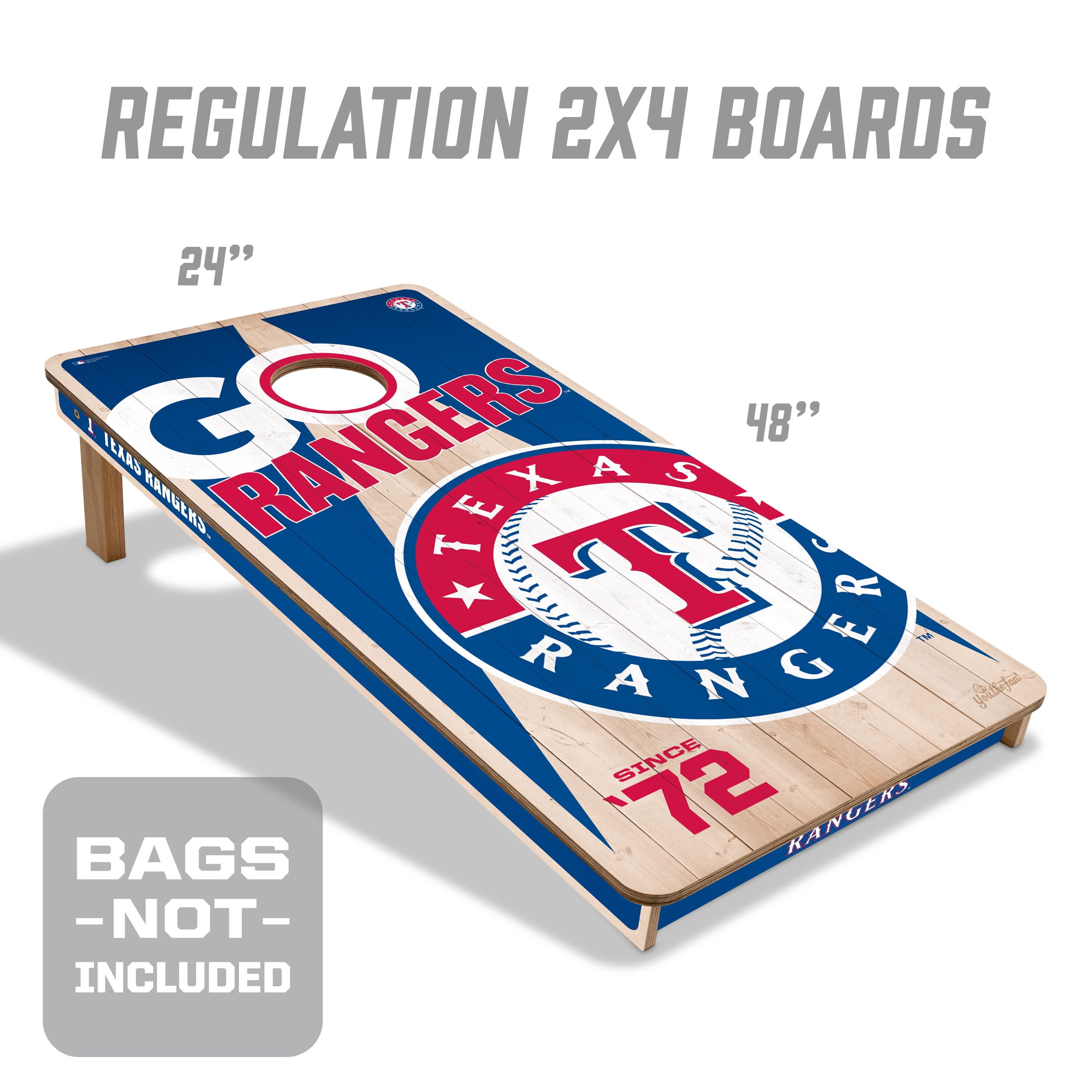 YouTheFan MLB Texas Rangers 2' x 4' Cornhole Game No Bags
