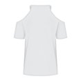 thumbnail image 4 of Pincandy Women's Summer Fashion Solid Color-neck Off Shoulder Casual Short Sleeved Top Short Sleeved-neck Top/Shirt,White,2XL, 4 of 5