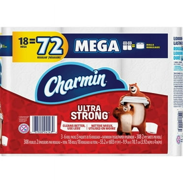 Charmin Ultra Strong Bathroom Tissue 2-Ply 4 x 3.92 308 Sheets/Roll 18 Rolls/Pack 99806