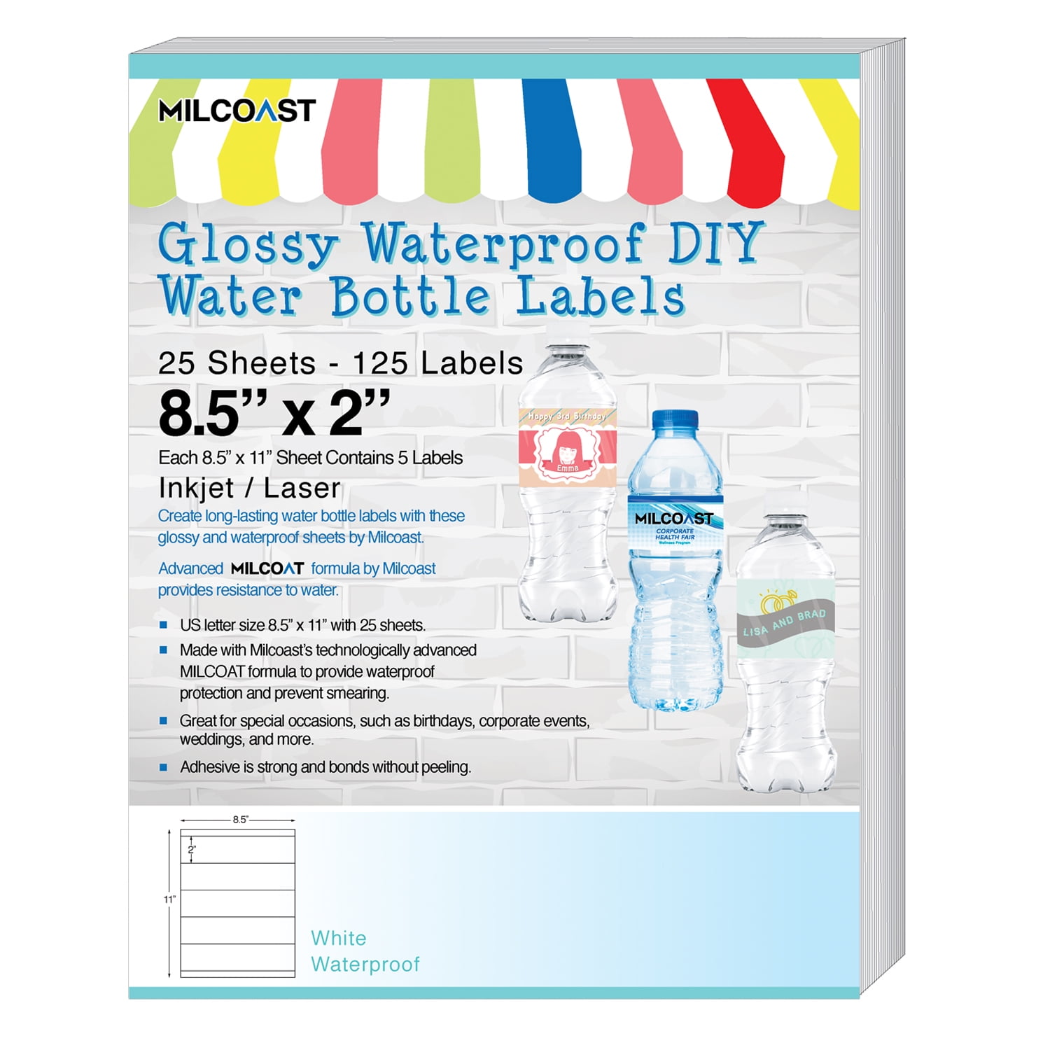 packaged drinking water bottle labels