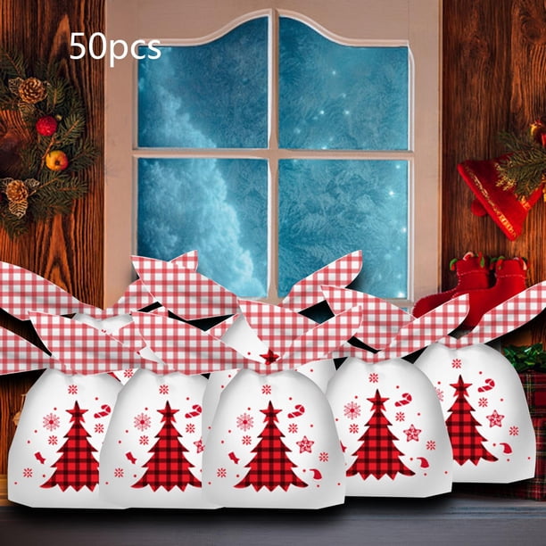 50x Bolsas de dulces Bolsas de regalo a granel Bolsas Bolsas de regalos Bolsas de embalaje Bolsa de de Navidad para cumpleaños Fav Rejilla Blanca BLESIY Envoltura de dulces