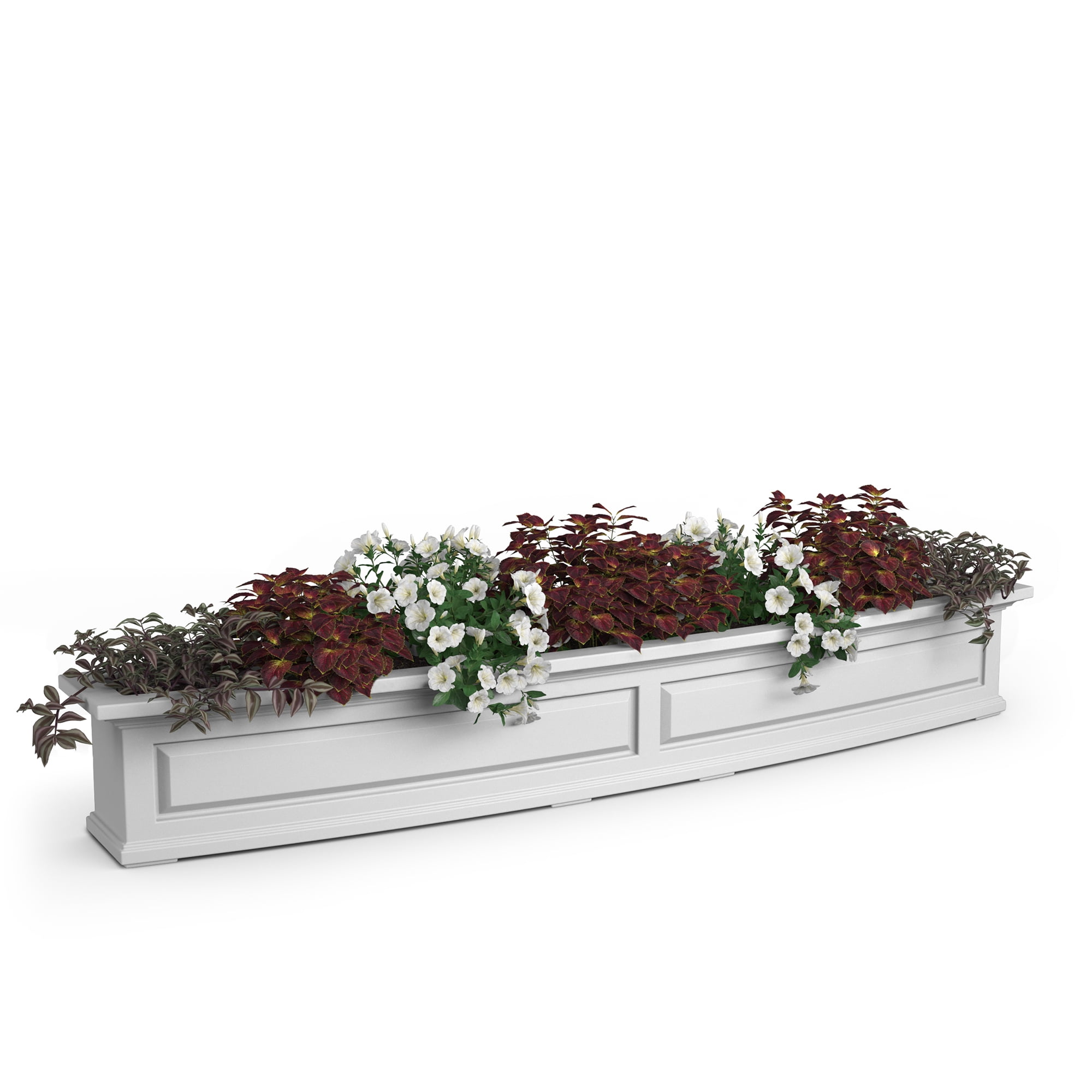 Mayne Nantucket 72" x 12" x 10" Rectangle White Self Watering Plastic Window Box Planter