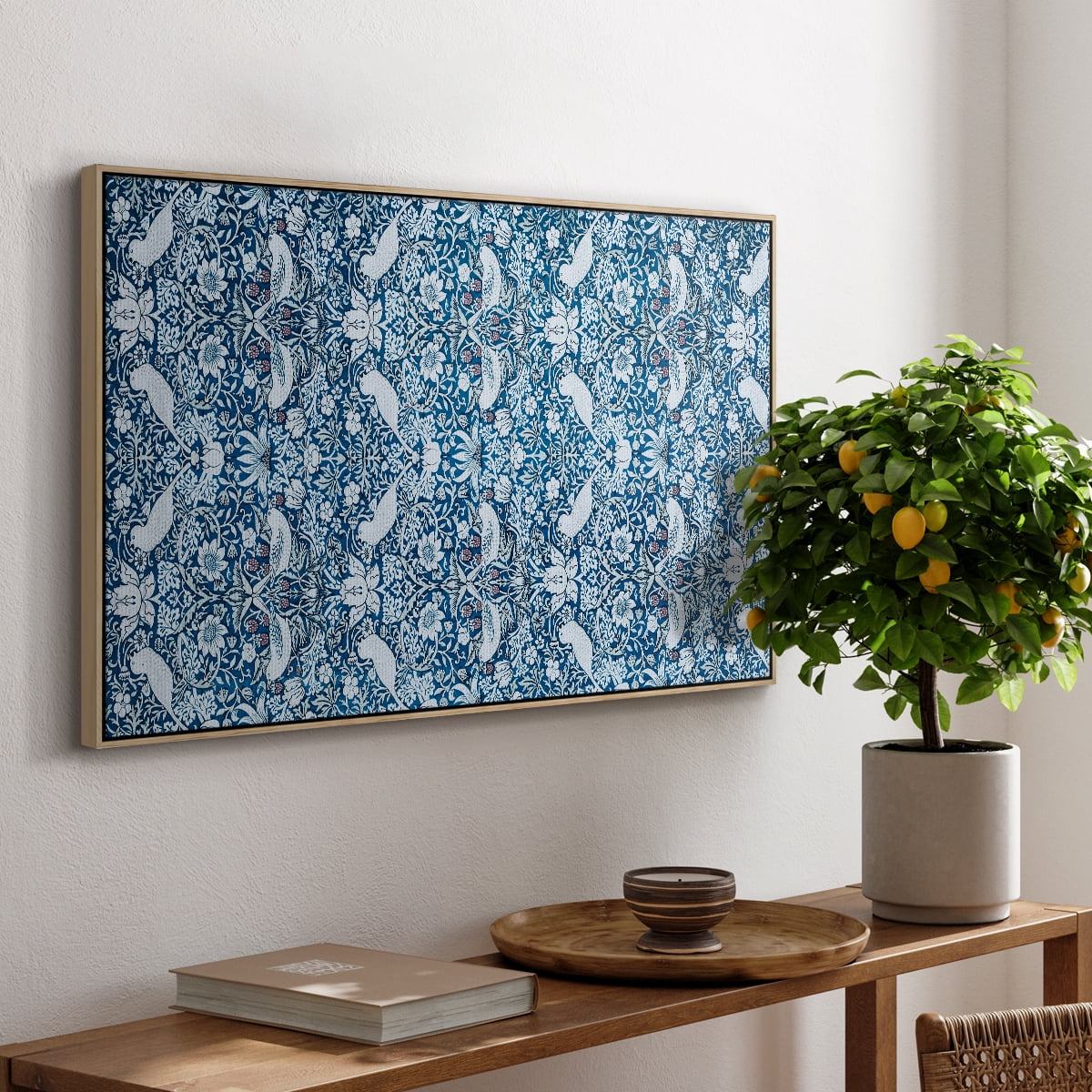 Vintage Abstract Print-LIX Framed in Natural Wood Wood Gallery Wrapped Canvas 27 in. x 41 in.
