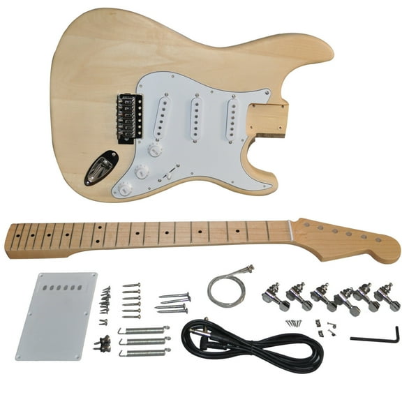 RSW DIY Electric Guitar kit with Basswood Body Maple Neck and Fingerboard 21 Frets S-S-S Pickups Bolt On