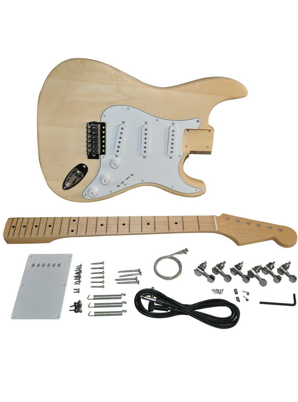 RSW DIY Electric Guitar kit with Basswood Body Maple Neck and Fingerboard 21 Frets S-S-S Pickups Bolt On