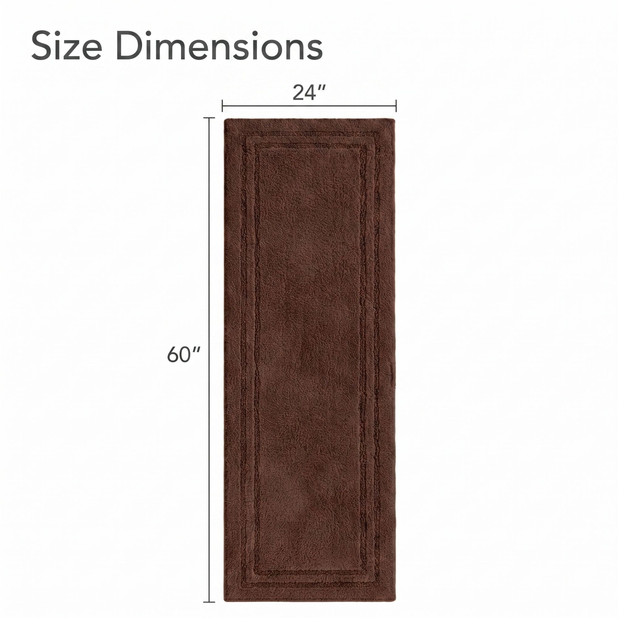 Superior Solid Bordered Cotton Washable Non-Slip Bath Rug, Runner Size, Chocolate