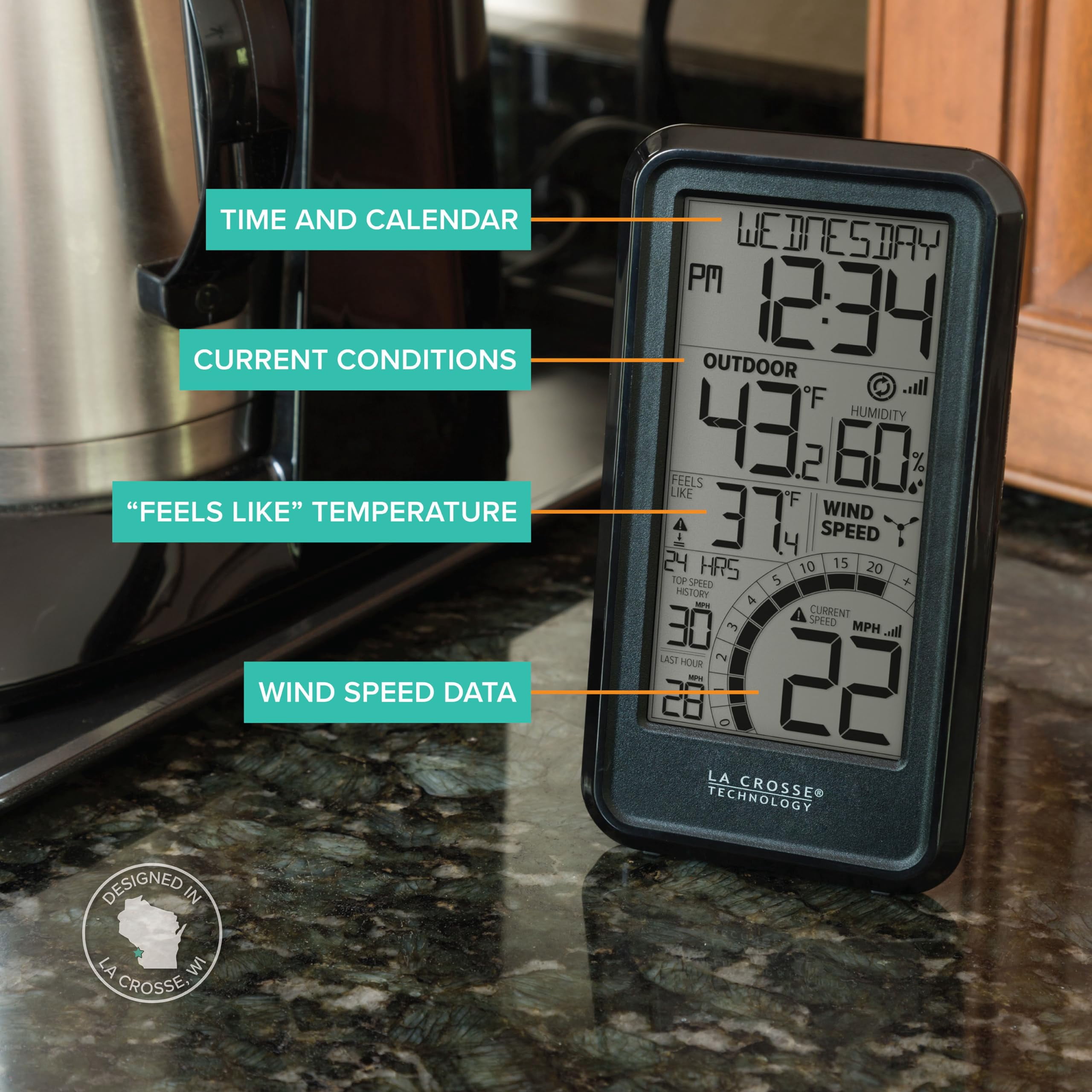 Black and White Digital Wind Speed Weather Station