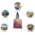 thumbnail image 5 of Canvas Tote Bag for Women Girls Design Print Pink Flowers on Beach Sunset Tote, 5 of 8