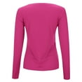 thumbnail image 5 of Womens Plain Tshirts Long Sleeve Going Out Tops for Women Fall Winter Fashion Solid Color Crewneck Ribbed Knitted Slim Sweater Work Blouses Dressy Casual Red M, 5 of 8