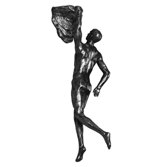 HONMEET 1Pack Climbing Man Wall Sculpture Black Resin Retro Industrial Style For Home Decor