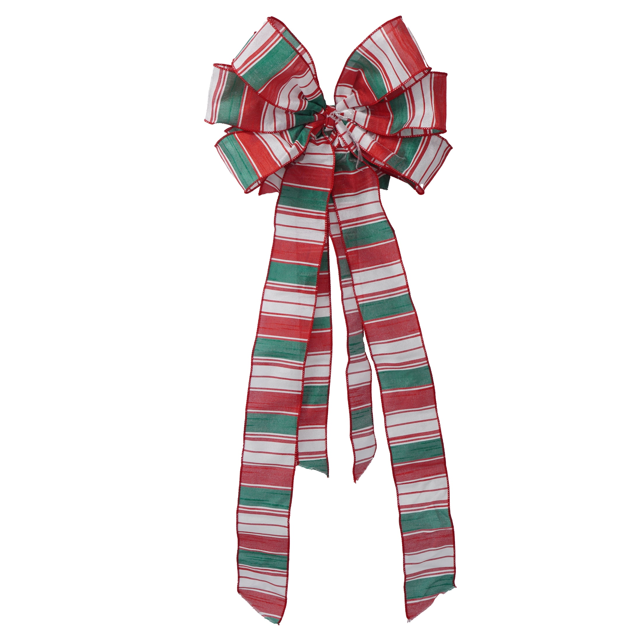 Red/Green/White Striped Decorative Christmas Bow, 30", by Holiday Time