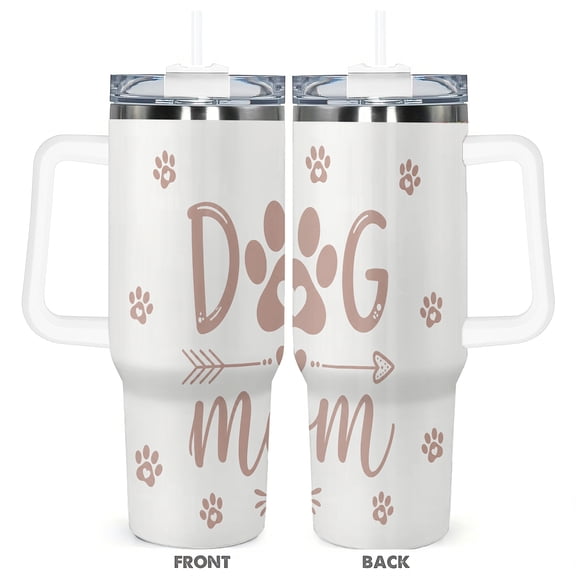 Dog Mom 40oz Travel Tumbler With Stainless Steel 2-in-1 Lid Insulated Coffee Mug Gift for Dog Lovers Women and Mothers