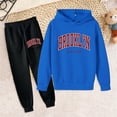 thumbnail image 2 of Ulanda Brooklyn New York Lounge Sets 2 Piece Outfits for Girls Toddler Hooded Fall Casual Kids Tracksuit Sets Winter Fall (Blue, 5-6 Years), 2 of 9
