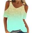 thumbnail image 1 of DPTALR Chemise à Épaules Dénudées à Manches Courtes à Col Rond Imprimée Décontractée et à la Mode pour Femmes, 1 of 3