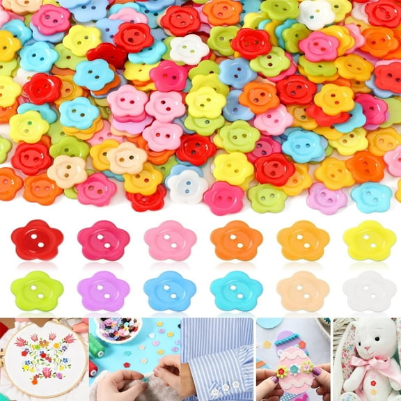 400Pcs Flower Buttons,Tutuviw Colorful 2 Hole Sewing Replacement Buttons,Bulk Flower Shaped Button,Decorative Buttons for Sewing/Crafts/Clothing/DIY Projects (12.5mm, Mixed Colors)
