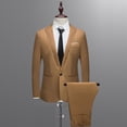 thumbnail image 2 of MSJUHEG Fall Outfits Two Piece Set Button-Down Round Neckline Long Sleeve Men'S Slim Button Suit Color Dress Show Jacket Coat & Pant Mens Sweatpants Khaki L, 2 of 6