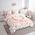 thumbnail image 2 of Catabedysis Flowers Monogrammed Print 7-Piece King Bedding,Initial Letter Q King Bed in a Bag,Pink Reversible For Girls, 2 of 7