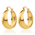 thumbnail image 3 of 14K Solid Yellow Gold 10.5mm Tapered Medium Hoop Earrings, 3 of 10