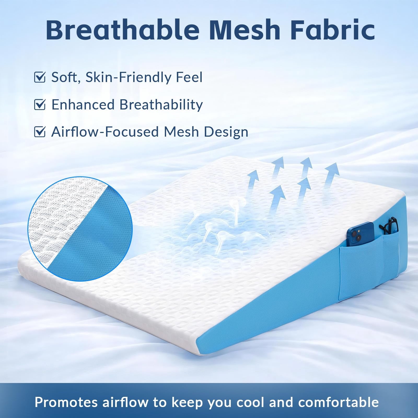 Wedge Pillow For Sleeping  7.5" Bed After Memory Foam Triangle Incline Support Leg Elevation