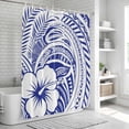 thumbnail image 5 of Polynesia Texture Shower Curtain Set - 72" x 78" Washable Bathtub Curtain with 12 Hooks, Vintage Traditional Tribe Floral Abstract Art Blue Waterproof Fabric Stall Shower Curtains for Bathroom Décor, 5 of 6