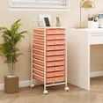 thumbnail image 2 of Costway 10 Drawer Rolling Storage Cart Scrapbook Paper Office School Organizer Skin Pink, 2 of 10