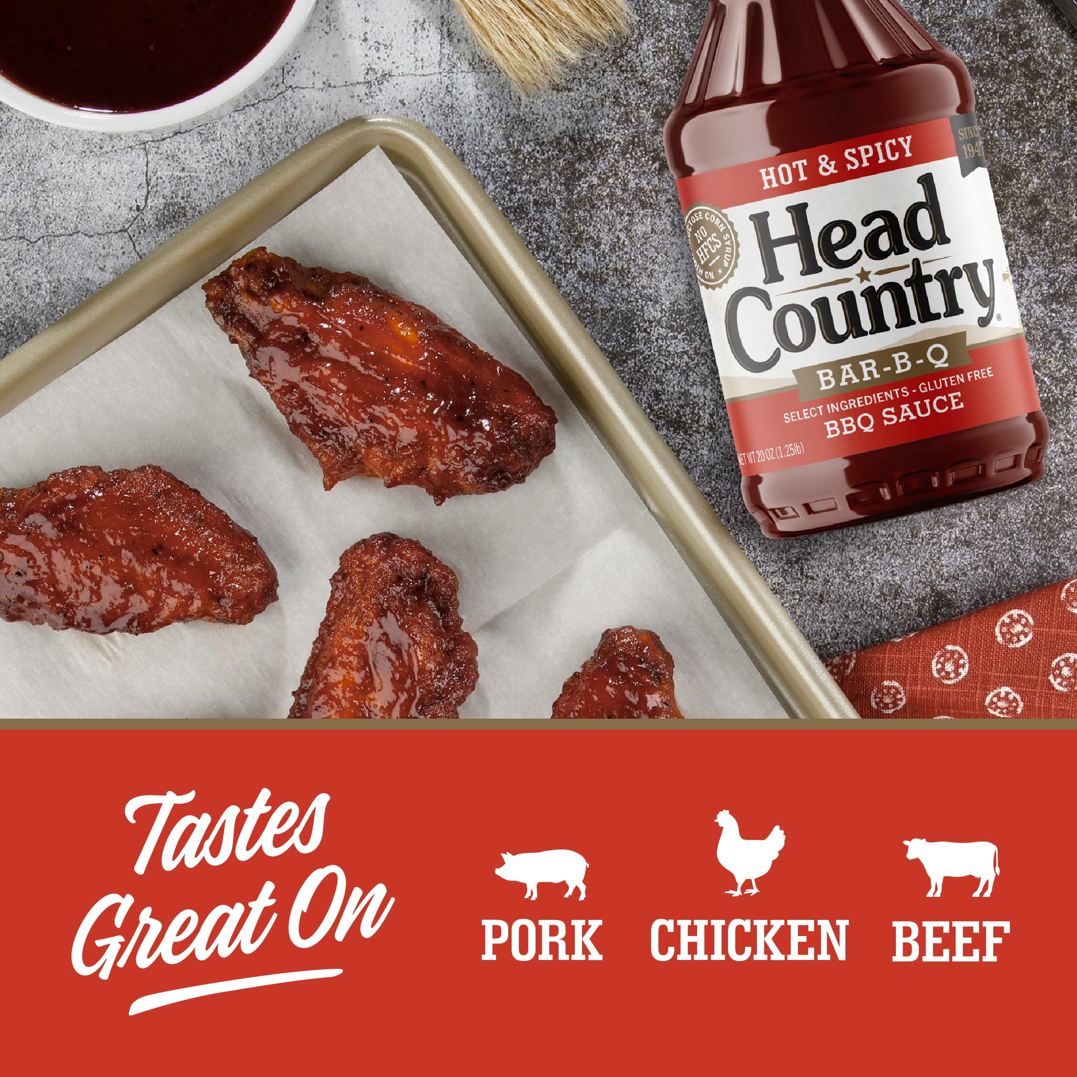 (6 pack) Head Country Hot & Spicy BBQ Sauce, 20 oz