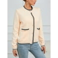 thumbnail image 4 of Charmo Women's Chunky Cardigan Sweaters Contrast Trim Crew Neck Coat, 4 of 7