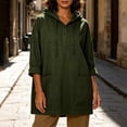 thumbnail image 6 of Women's Loose Fit Hooded Long Sleeve Half Zip Pullover Sweatshirt With Pocket | CSEONE,Army Green L, 6 of 9