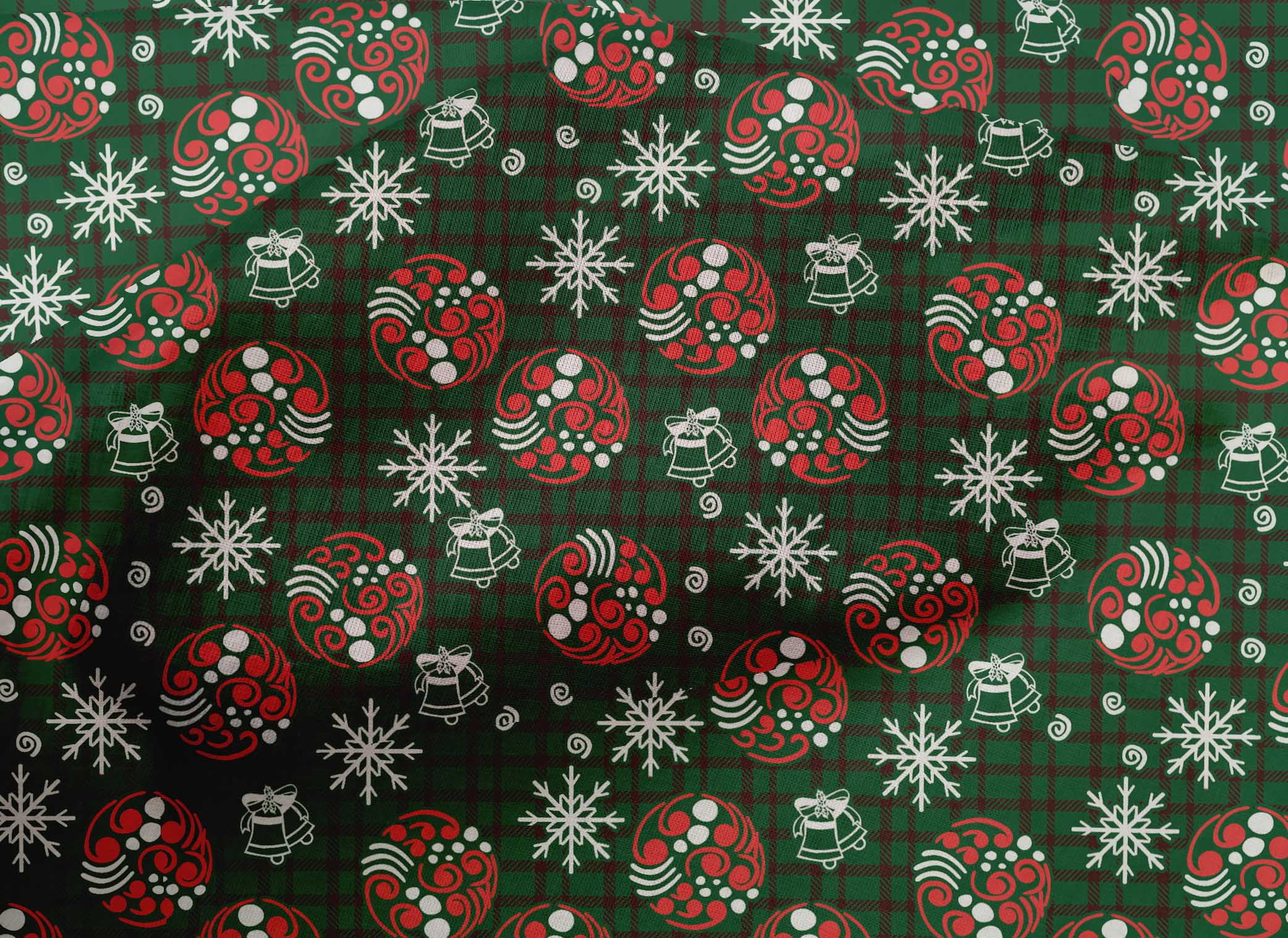 oneOone Cotton Cambric Green Fabric Christmas Sewing Material Print Fabric By The Yard 42 Inch Wide