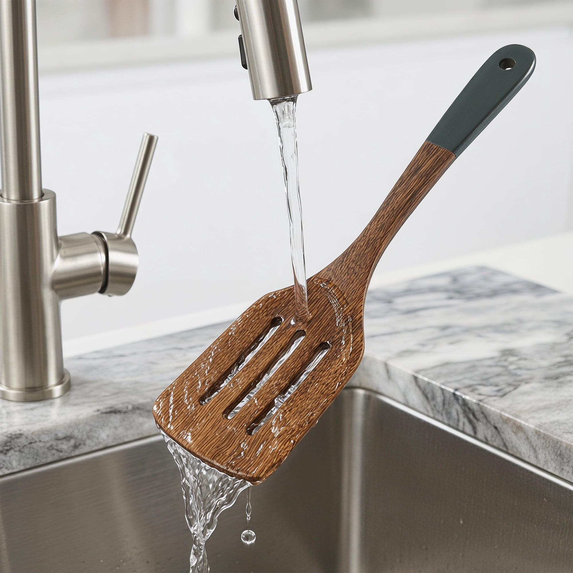 Unique Bargains Kitchen Heat-Resistant Spatula Cooking for Frying Brown 12x3 in