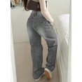 thumbnail image 3 of Y2k Vintage K Street Trend Ripped Jeans Jeans for Women Long Denim Pants Jeans Flare Waisted High Cotton Denim Elastic Grey Wash Jeans, 3 of 5