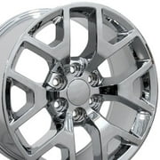 22x9 Wheel Fits GM Trucks & SUVs - 6 Lug GMC Sierra 1500 Style Chrome Rim, Hollander 5656